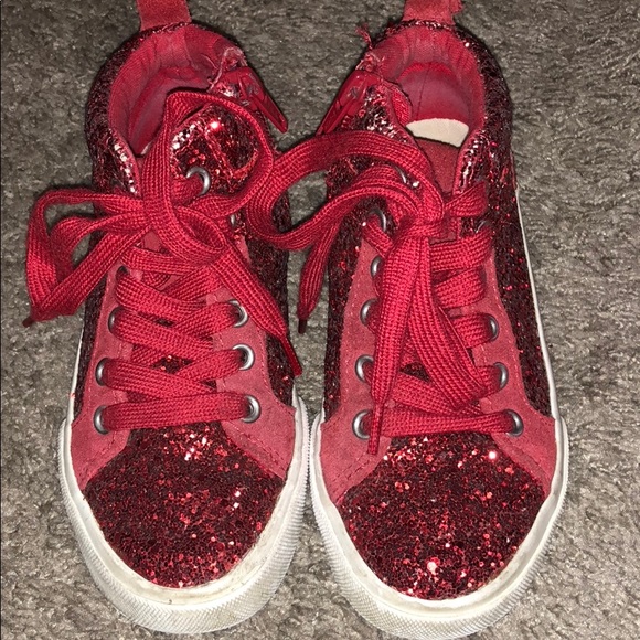 red sparkly high tops